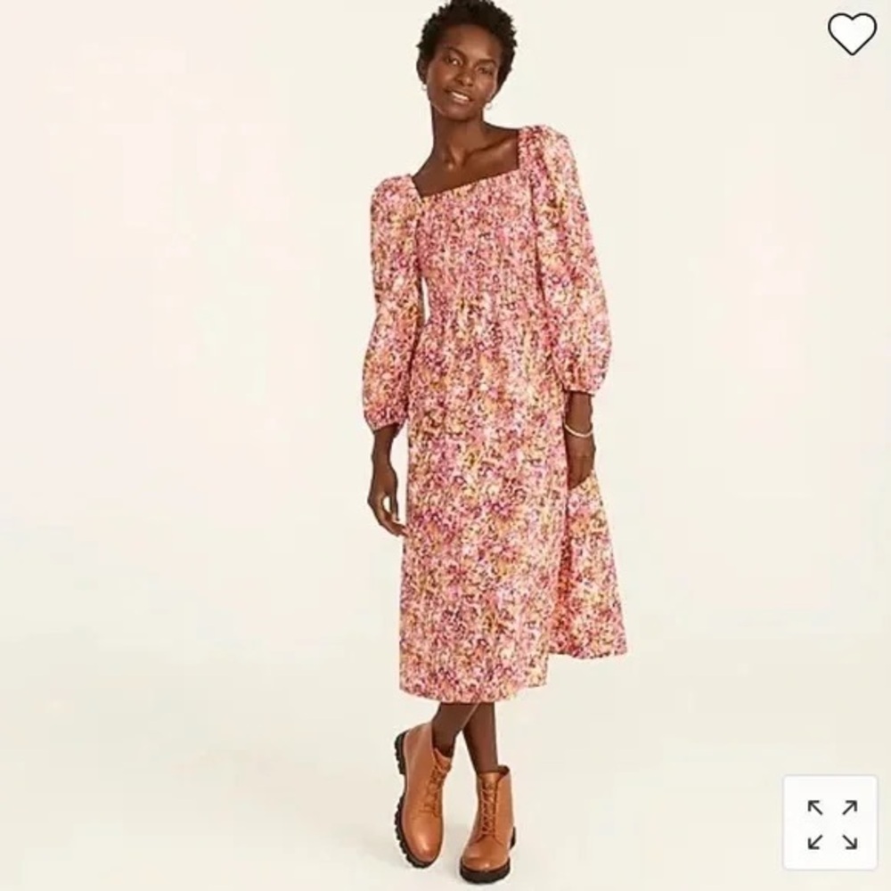 J. Crew Pink and Orange Midi Dress